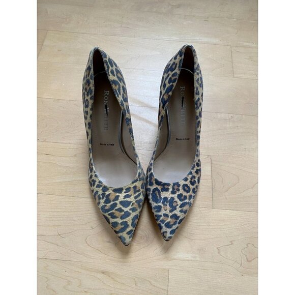 RON White "Cindy" Pointed Toe Leopard Heels BNWT Italy - Picture 3 of 10